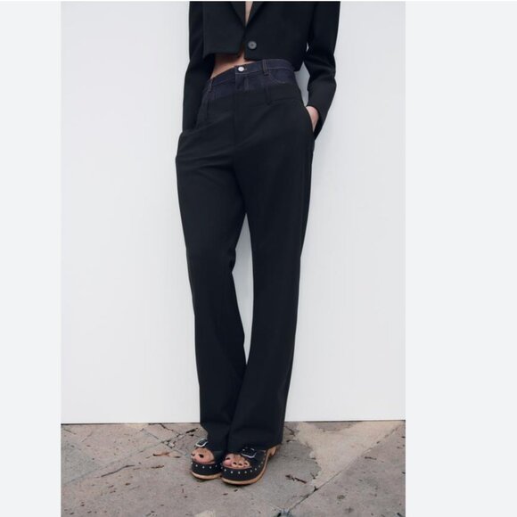 ZARA LIMITED EDITION CONTRASTING PANTS/JEANS COMBO NEW SZ XS - Picture 1 of 15